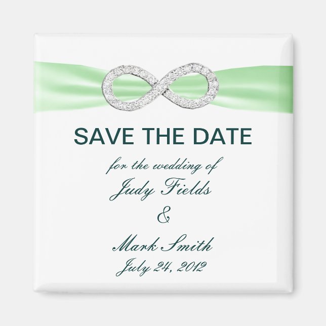 Green Diamond Infinity Save The Date Magnet (Front)