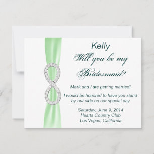 Green Diamond Infinity Wedding Bridesmaid Card