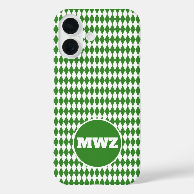 Green Diamond Monogram iPhone Case (Back)