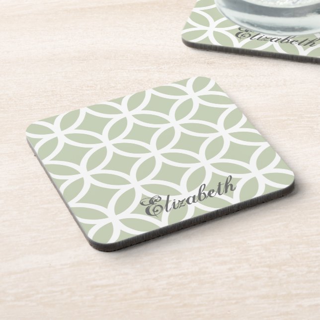 Green Diamond Pattern Personalized Coaster (Left Side)