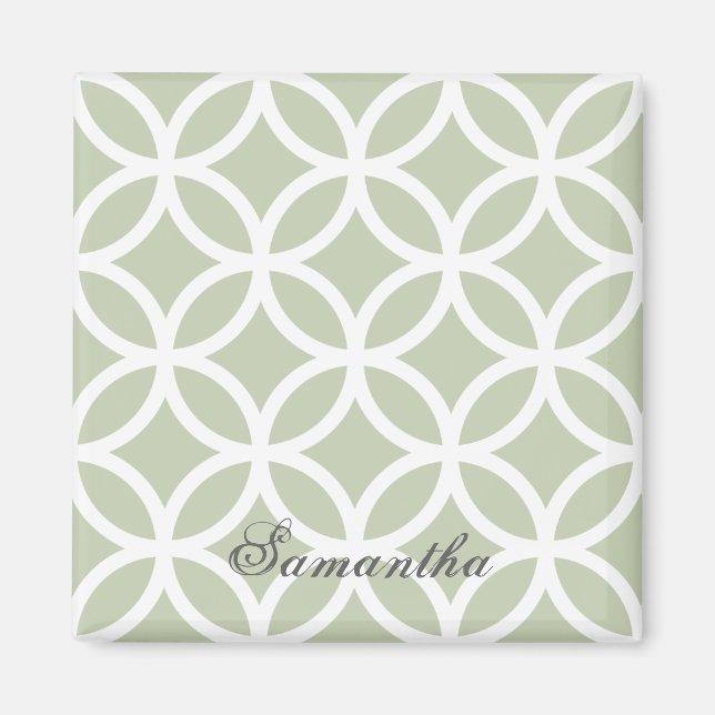 Green Diamond Pattern Personalized Magnet (Front)