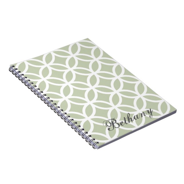 Green Diamond Pattern Personalized Notebook (Right Side)