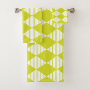 Green Diamond Stripes  Bath Towel Set