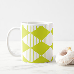Green Diamond Stripes Geometric Coffee Mug