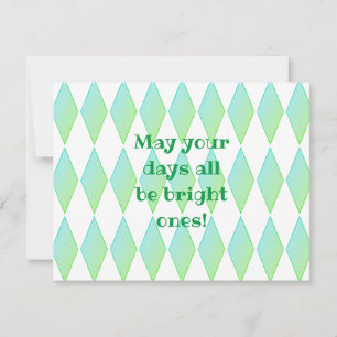 Green Diamond theme Flat Note Card with envelope