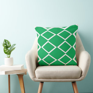 Green Diamond Triangle Geometric Pattern Throw Pillow