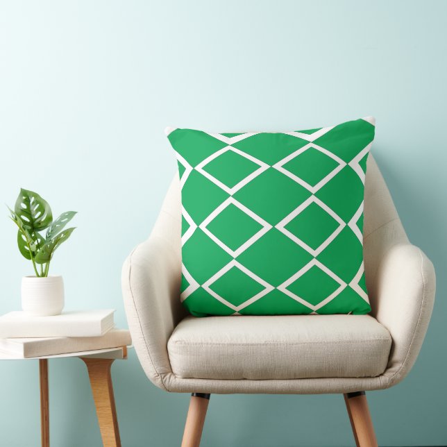 Green Diamond Triangle Geometric Pattern Throw Pillow (Chair)