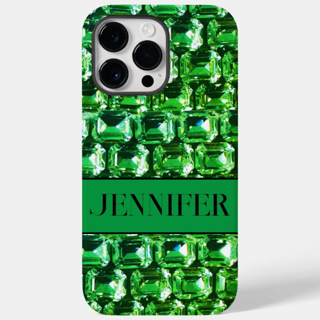 Green Diamonds, green gemstone jewellery pattern  Case-Mate iPhone Case (Back)