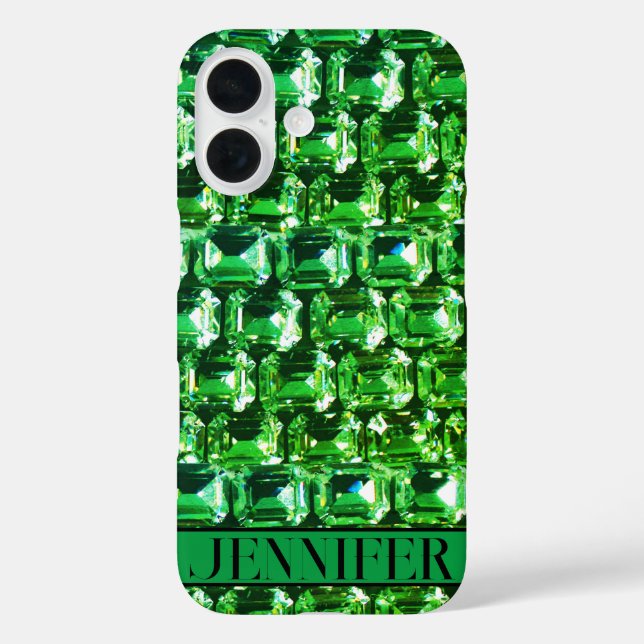 Green Diamonds, green gemstone jewellery pattern  Case-Mate iPhone Case (Back)
