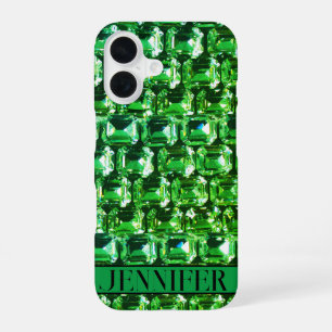 Green Diamonds, green gemstone jewellery pattern  iPhone 16 Case