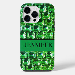 Green Diamonds, green gemstone jewellery pattern iPhone 14 Pro Max Case