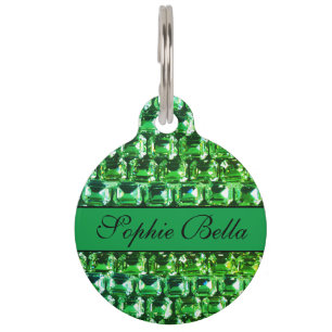 Green Diamonds, green gemstone jewellery pattern   Pet Tag