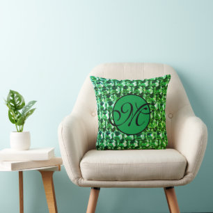 Green Diamonds, green vintage gemstones jewelry   Throw Pillow