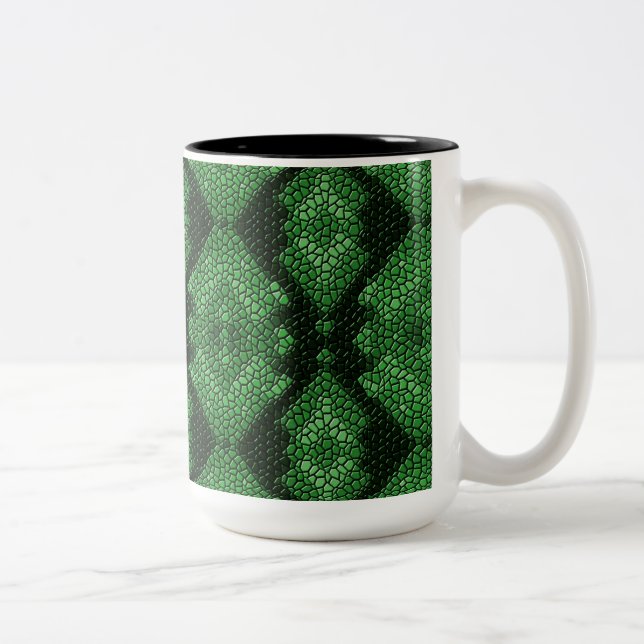 Green Diamonds Mosaic Tiles Pattern Mug (Right)