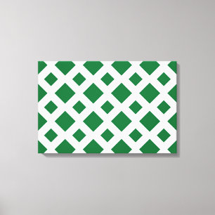 Green Diamonds on White Canvas Print