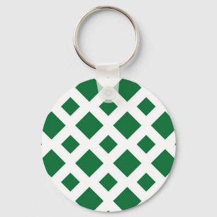 Green Diamonds on White Keychain