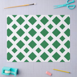 Green Diamonds on White Tissue Paper