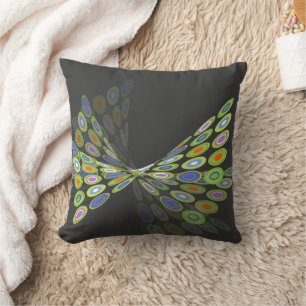Green Digital Butterfly Graphics Art Pillow Cushio