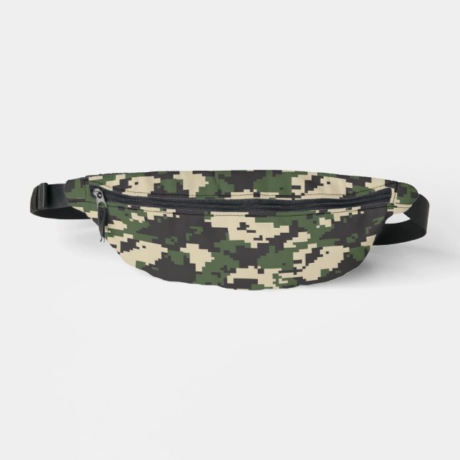 Green Digital Camouflage Pattern Fanny Pack (Front)