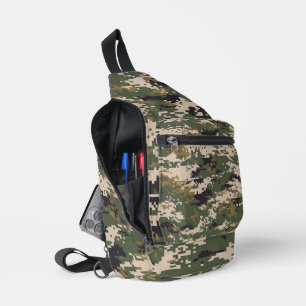 Green Digital Camouflage Pattern Sling Bag