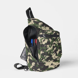 Green Digital Camouflage Pattern Sling Bag