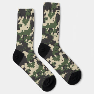 Green Digital Camouflage Pattern Socks