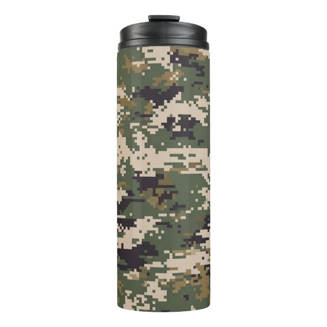 Green Digital Camouflage Pattern Thermal Tumbler (Front)