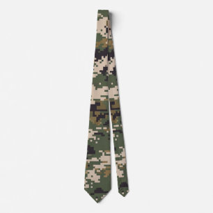 Green Digital Camouflage Pattern Tie