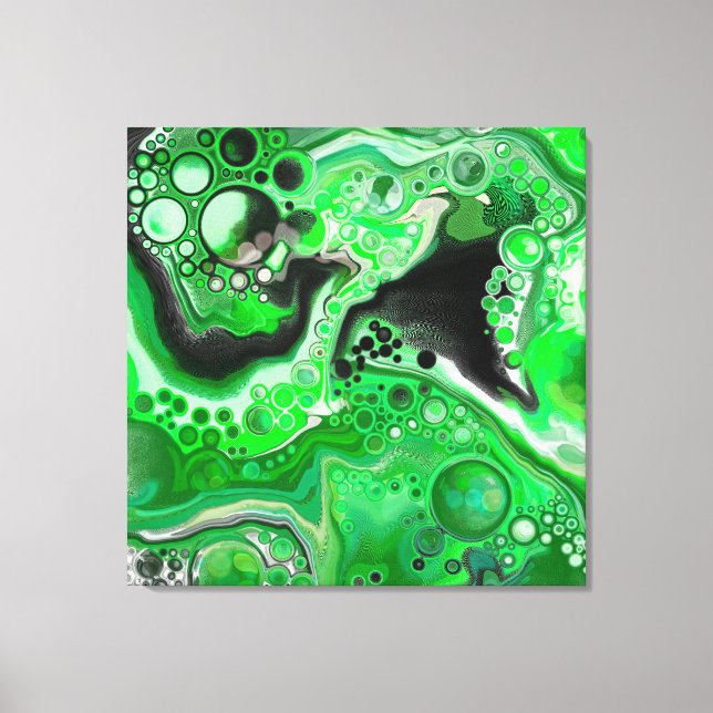 Green Digital Fluid Marble Art   Canvas Print (Front)
