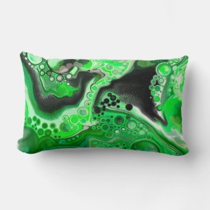 Green Digital Fluid Marble Art   Lumbar Pillow