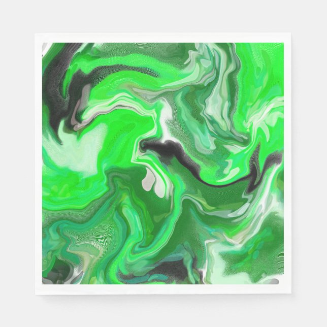 Green Digital Fluid Marble Art   Napkin (Front)