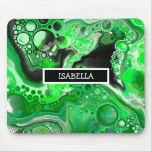 Green Digital Fluid Marble Art Personalized Mouse Pad