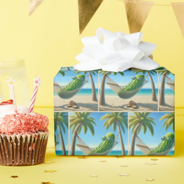 Green Dill Pickle In a Hammock Wrapping Paper (Birthday Party)