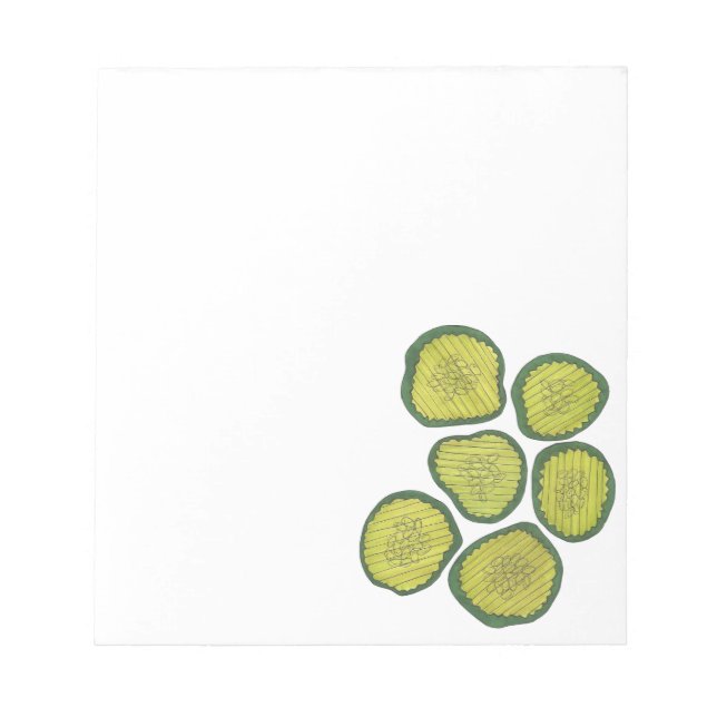 Green Dill Pickles Kosher Pickle Chips Foodie Gift Notepad (Front)