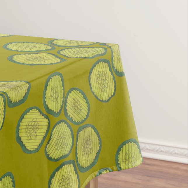 Green Dill Pickles Sweet Pickle Chips Foodie Print Tablecloth (In Situ)
