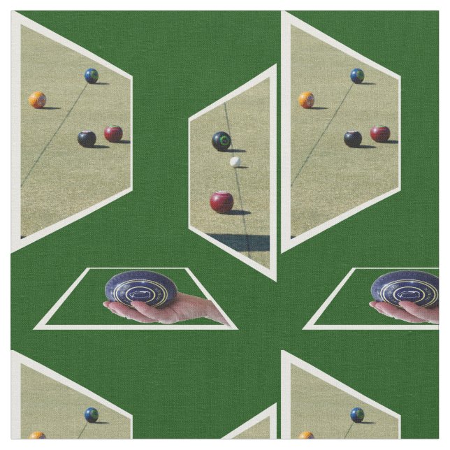 Green Dimensional Lawn Bowls Design, Fabric (Close Up)