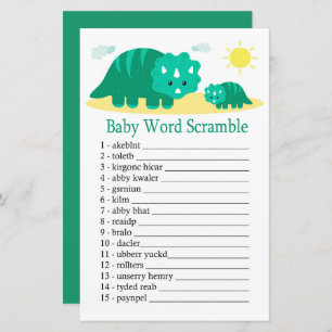 Green Dino Baby word scramble game