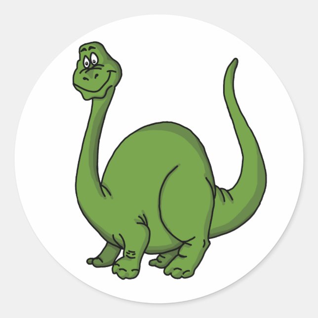 Green Dino Classic Round Sticker (Front)