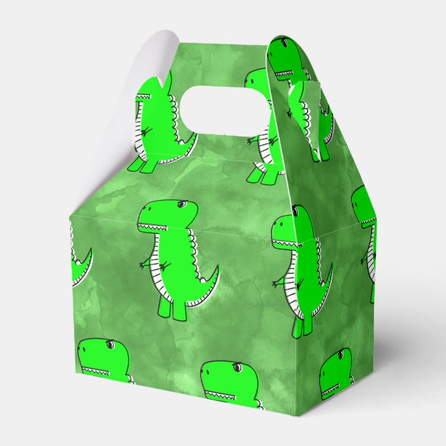 Green Dino Watercolor Baby Shower Favor Box (Front Side)
