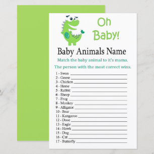 Green Dinosaur  Baby Animals Name Game