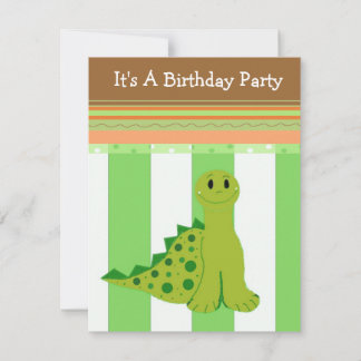 Green Dinosaur Birthday Invitation