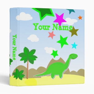 Green Dinosaur Cartoon Binder