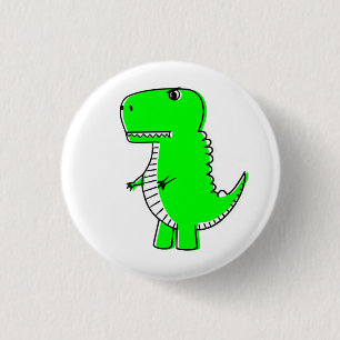 Green Dinosaur Drawing  1 Inch Round Button