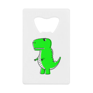 Green Dinosaur Drawing Credit Card Bottle Opener