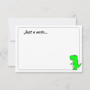 Green Dinosaur Drawing Custom Just a Note Card