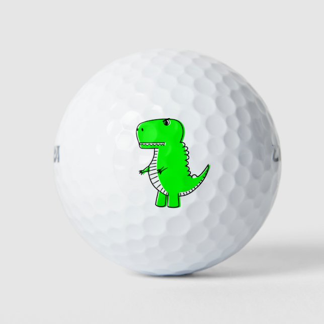 Green Dinosaur Drawing Cute Custom Golf Balls (Front)
