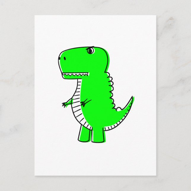 Green Dinosaur Drawing Cute Custom Postcard (Front)