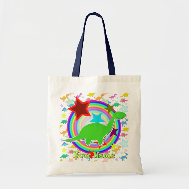 Green Dinosaur Gift Bag with Your Name (Front)