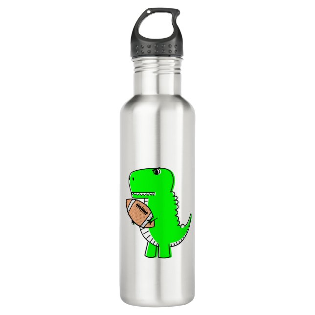 Green Dinosaur Loves Football 710 Ml Water Bottle (Front)
