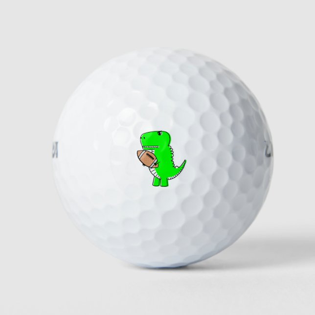 Green Dinosaur Loves Football Golf Balls (Front)